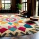 Handcrafted Multicolor Mandala Pattern Modern Living Rug